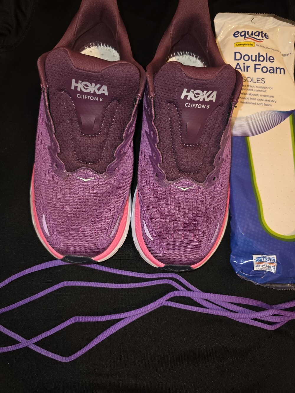 Hoka Clifton 8 Women's Running Shoes — Purple with Coral Trim